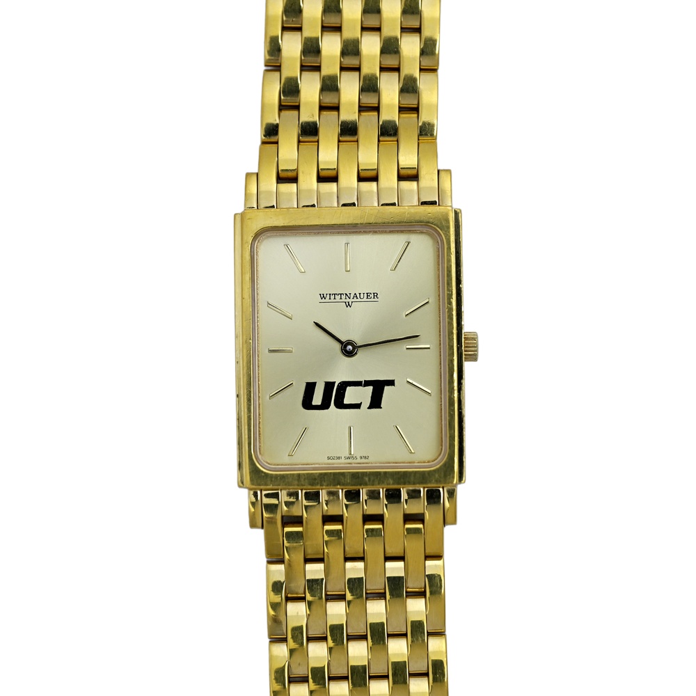Wittnauer Tank Vintage 1990s Gold Plated Mens UCT Integrated Bracelet Swiss Made